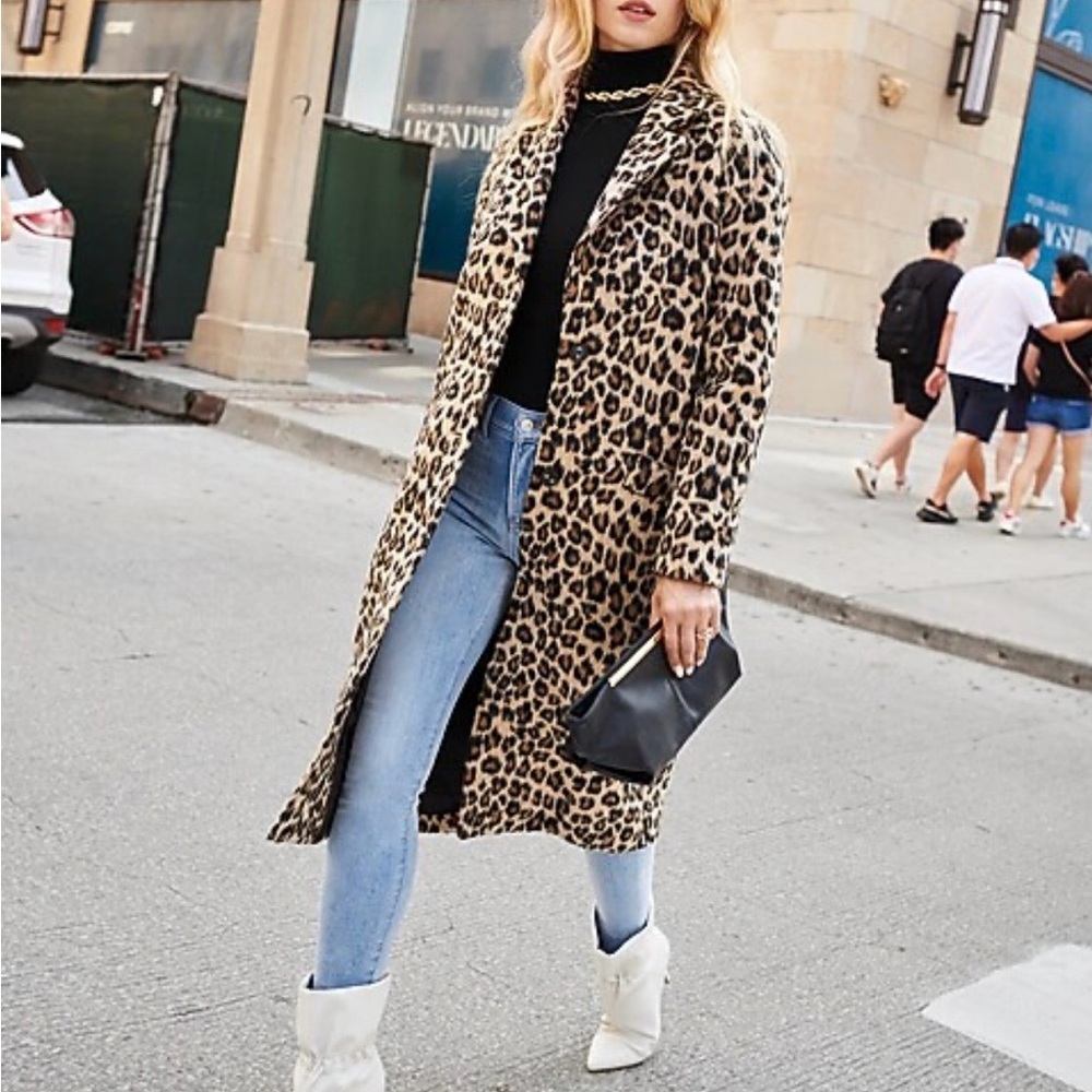EXPRESS Leopard Print Long Coat